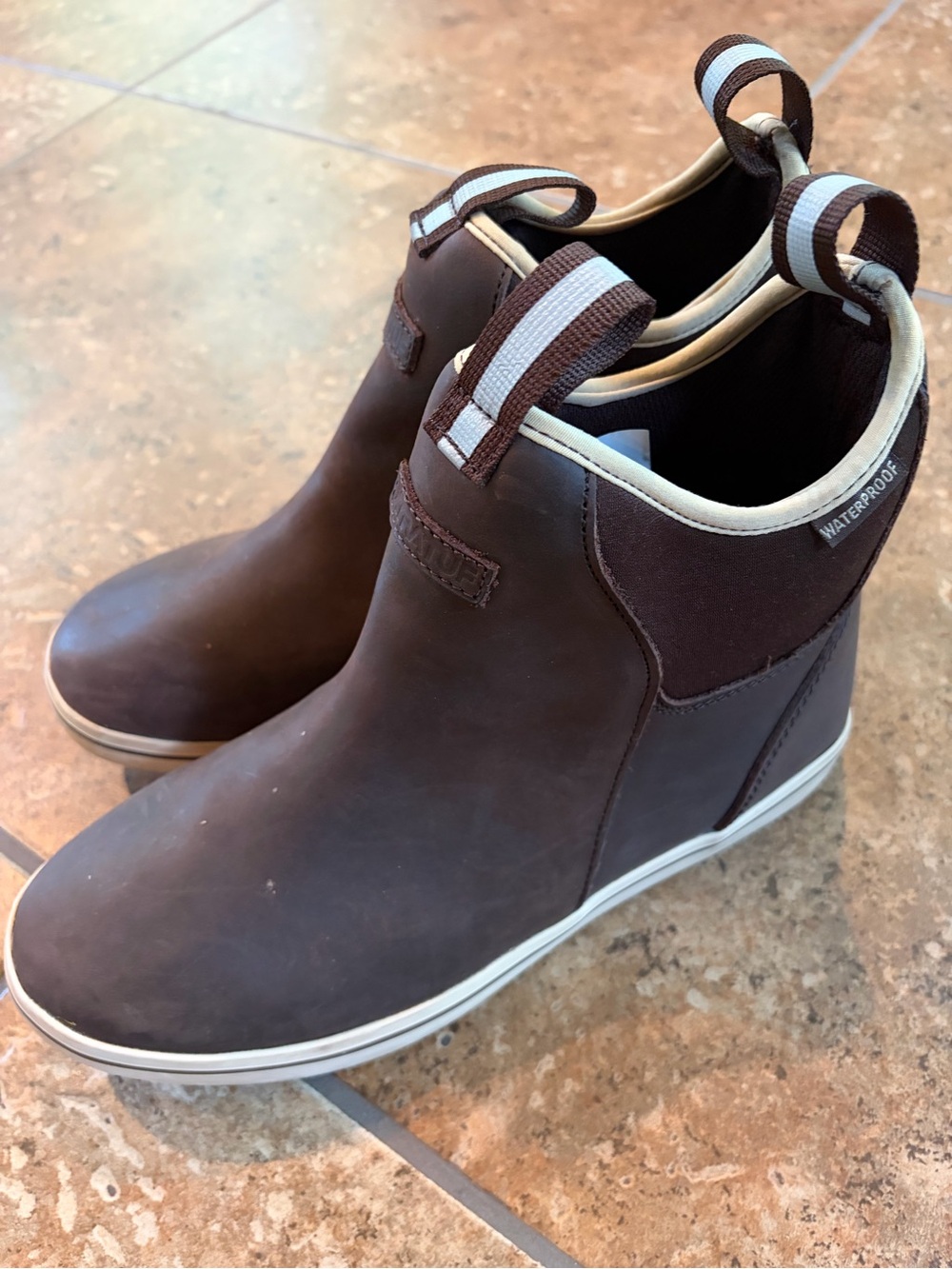 XTRATUF Men’s 6” Leather Waterproof Brown Slip-On Boots SIZE 8